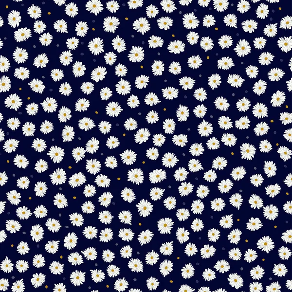 シームレスな植物パターン デイジーの花の小さなかわいい花束 流行の花の背景のためのファッションプリント 規則的な命令だ カントリースタイル — ストックベクタ