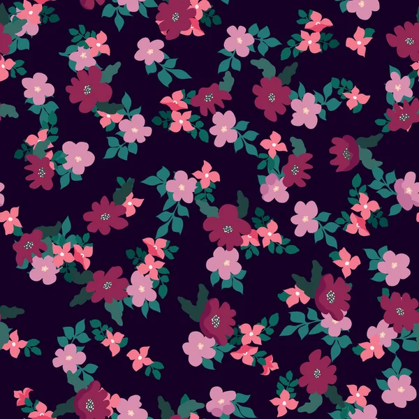 Невеликі Наївні Квіти Безшовний Візерунок Хаотичний Порядок Літній Модний Квітковий — стоковий вектор