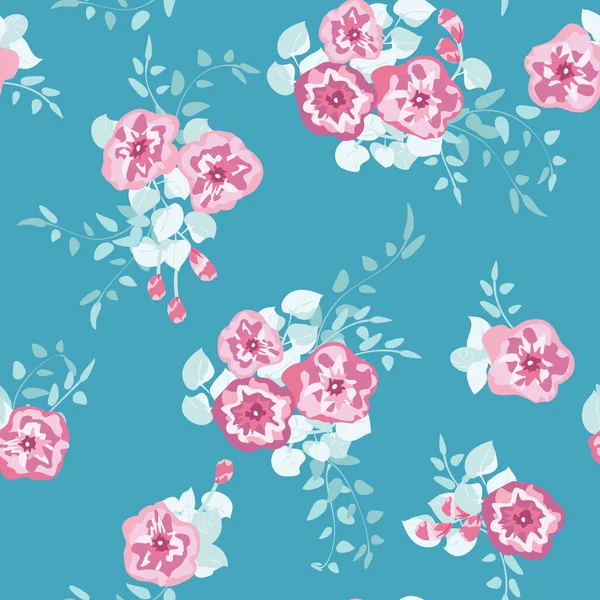 美妙的无缝边界与小花可爱的花瓣 普通定单家用纺织品 室内装饰 衬里的植物背景 — 图库矢量图片