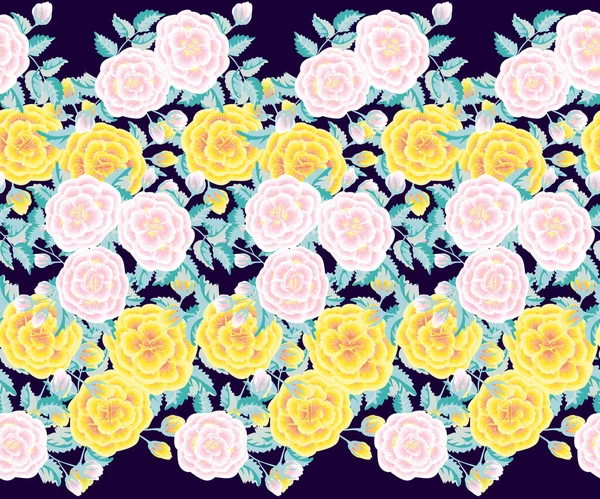 Motivo Floreale Senza Cuciture Con Rose Selvatiche Colori Tendenza — Vettoriale Stock