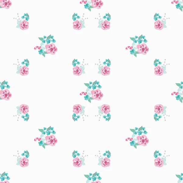 Delightful Seamless Pattern Small Cute Bright Flowers Regular Order Floral — Stock Vector