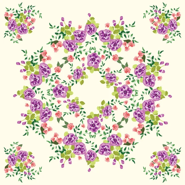 Rozkošný Bezešvý Vzor Malými Roztomilými Jasnými Květinami Pravidelný Rozkaz Jednoduché — Stockový vektor
