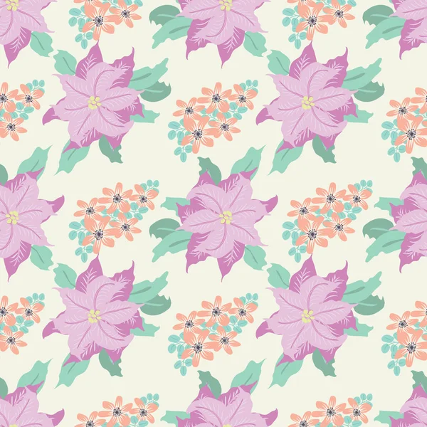 Motif Floral Sans Couture Avec Petites Fleurs Simples Millefleurs Style — Image vectorielle