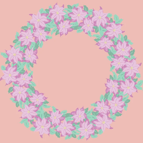 Квіткова Кругла Рамка Милих Народних Квітів Векторний Шаблон Вітальних Листівок — стоковий вектор