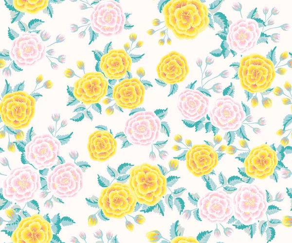 Нежный Цветочный Узор Дикими Розами Модные Цвета — стоковый вектор