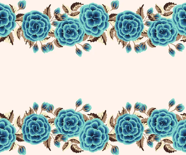 Gorgeous Border Flowers Rose Millefleur Floral Cute Background Textile Wallpaper — Stock Vector
