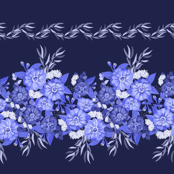 Küçük Bahçe Çiçekleri Içinde Kusursuz Parlak Desenler Millefleur Tekstil Duvar — Stok Vektör