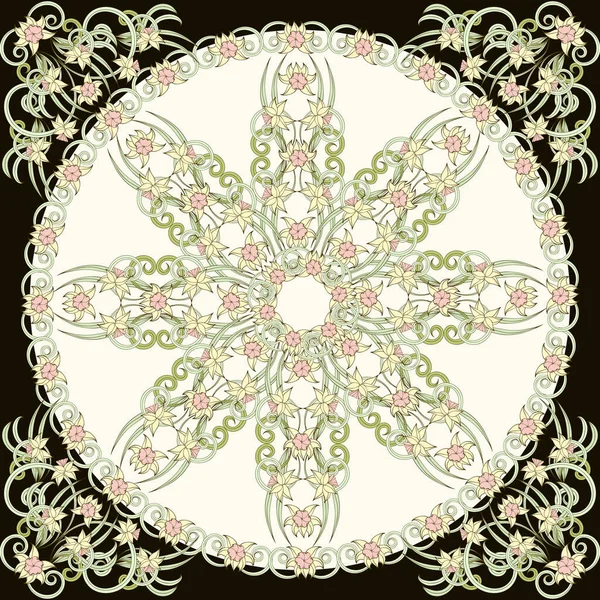 Composition Carrée Petits Narcisses Style Art Nouveau Fond Floral Vintage — Image vectorielle