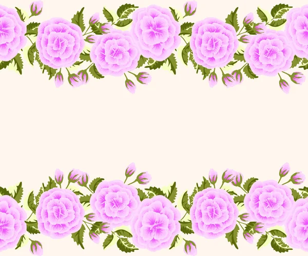 Precioso Borde Flores Rosa Millefleur Fondo Lindo Floral Para Textiles — Archivo Imágenes Vectoriales