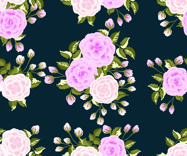 野生のバラとシームレスな花のパターン 流行色 — ストックベクタ
