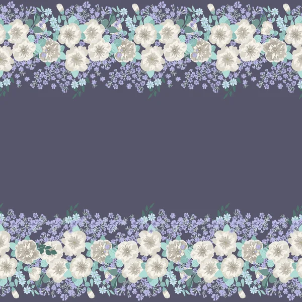 かわいい植物の境界線 花の服のプリント ギフトラップやスクラップブッキングのための花のデザイン — ストックベクタ