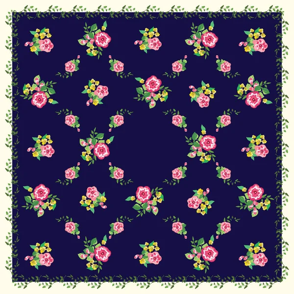 精致的无缝图案 小小的可爱明亮的花朵 普通定单家用纺织品 亚麻布的植物区系简单背景 — 图库矢量图片