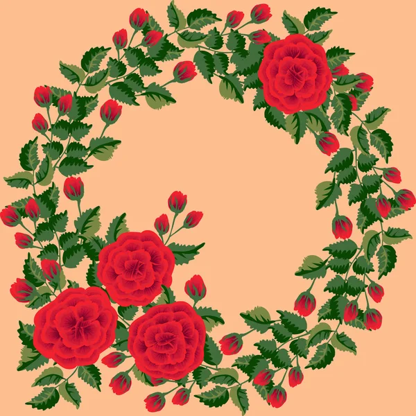 Bloemen Ronde Frames Van Schattige Bloemen Van Antieke Rozen Vector — Stockvector