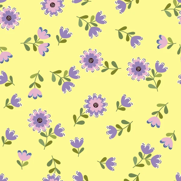 Απλό Χαριτωμένο Μοτίβο Μικρά Λουλούδια Floral Αδιάλειπτη Φόντο Για Υφάσματα — Διανυσματικό Αρχείο