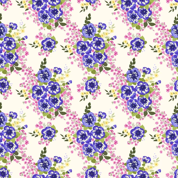 Délicieux Motif Sans Couture Avec Petites Fleurs Lumineuses Mignonnes Ordre — Image vectorielle