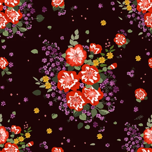 Délicieux Motif Sans Couture Avec Petites Fleurs Lumineuses Mignonnes Ordre — Image vectorielle