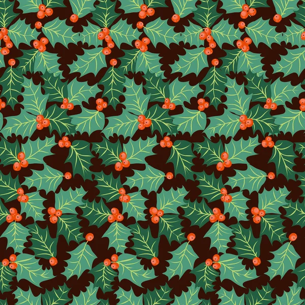 Holly Seamless Pattern Vector Illustration — Stock Vector