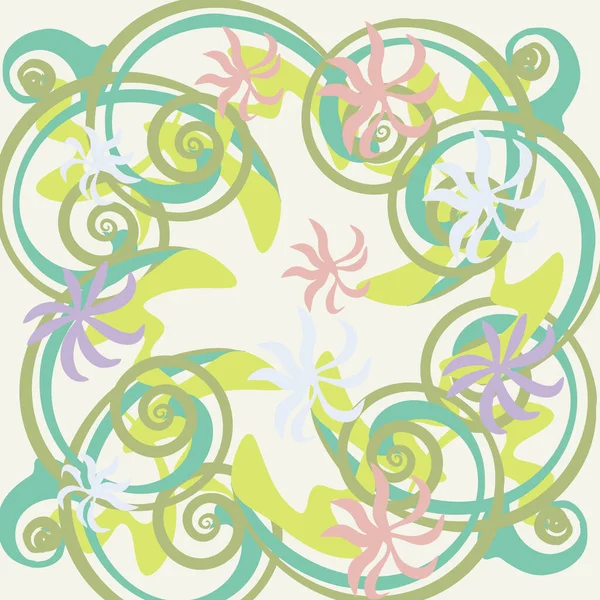 スカーフの花柄 バンダナ パレオ ホームテキスタイルデザイン ショールプリント テキスタイル カバーのための熱帯の背景 — ストックベクタ