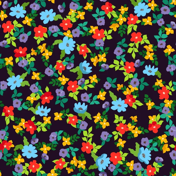 Küçük Saf Çiçekler Kusursuz Desen Kaotik Düzen Özgürlük Tarzında Yaz — Stok Vektör