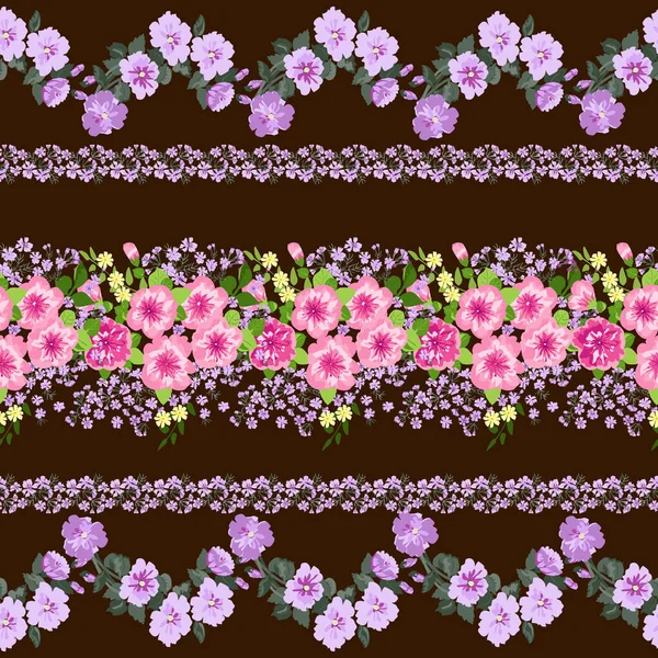 Симпатичная Граница Растений Цветочный Отпечаток Одежды Дизайн Цветов Обоев Печати — стоковый вектор