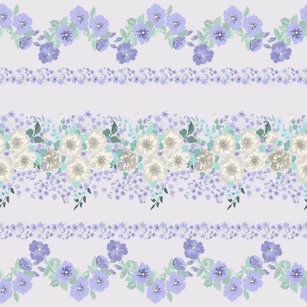 Şirin Bitki Kenarı Çiçek Desenli Elbise Izi Duvar Kağıtları Baskı — Stok Vektör