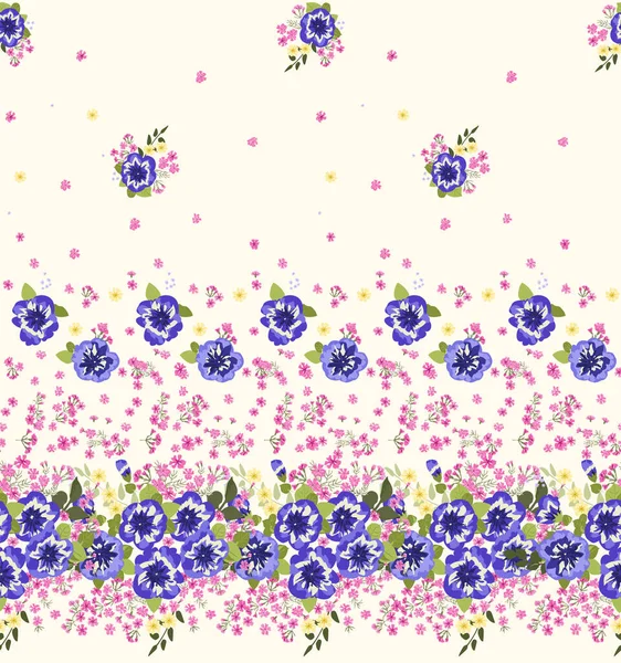 Herrliches Nahtloses Muster Mit Kleinen Niedlichen Leuchtenden Blüten Regelmäßige Ordnung — Stockvektor