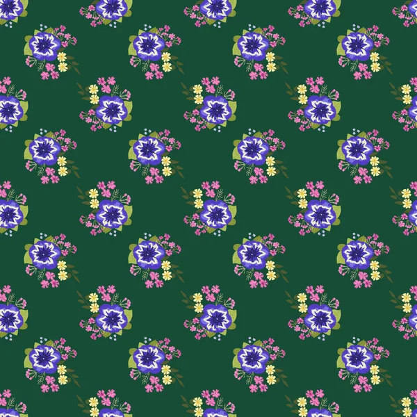 Délicieux Motif Sans Couture Avec Petites Fleurs Pétunias Mignons Ordre — Image vectorielle