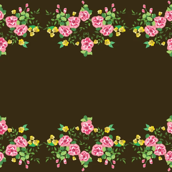 ペチュニアの小規模なかわいい花でシームレスな豪華な境界線 ミルフルールだ テキスタイル パターンフィル カバー ギフトラップ スクラップブッキング デカッページのための花の背景 — ストックベクタ