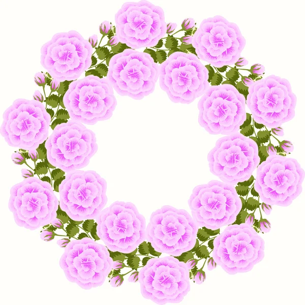 Floral Στρογγυλά Πλαίσια Από Χαριτωμένα Λουλούδια Αντίκες Τριαντάφυλλα Διανυσματικό Πρότυπο — Διανυσματικό Αρχείο