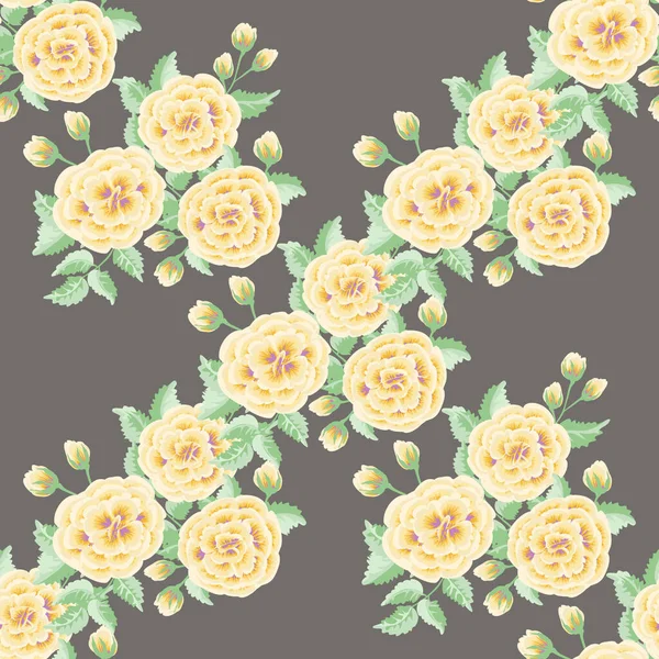 Motif Floral Avec Imitation Trait Peinture Modèle Folklorique Sans Couture — Image vectorielle