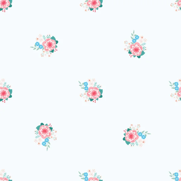 Чудовий Безшовний Візерунок Маленькими Квітками Милих Петуній Регулярний Порядок Стиль — стоковий вектор