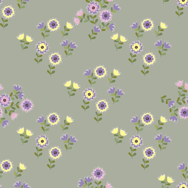 小さな花のシンプルなかわいいパターン テキスタイルや本のカバー ギフトラップやスクラップブッキングのための花のシームレスな背景 — ストックベクタ