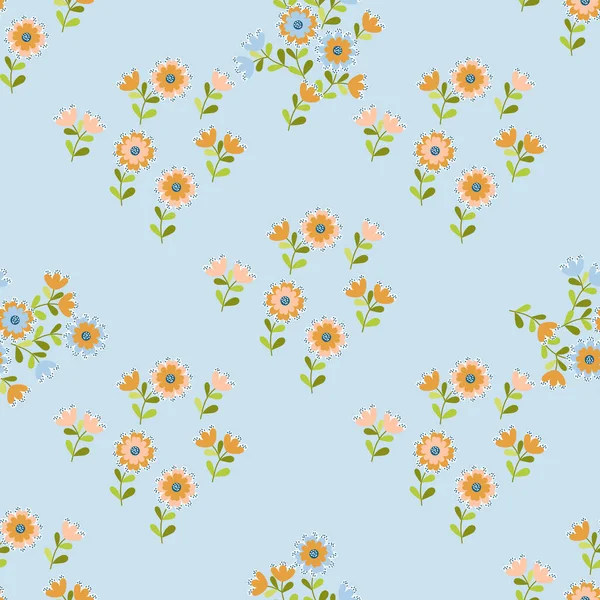 Einfaches Niedliches Muster Kleinen Blüten Floraler Nahtloser Hintergrund Für Textilien — Stockvektor