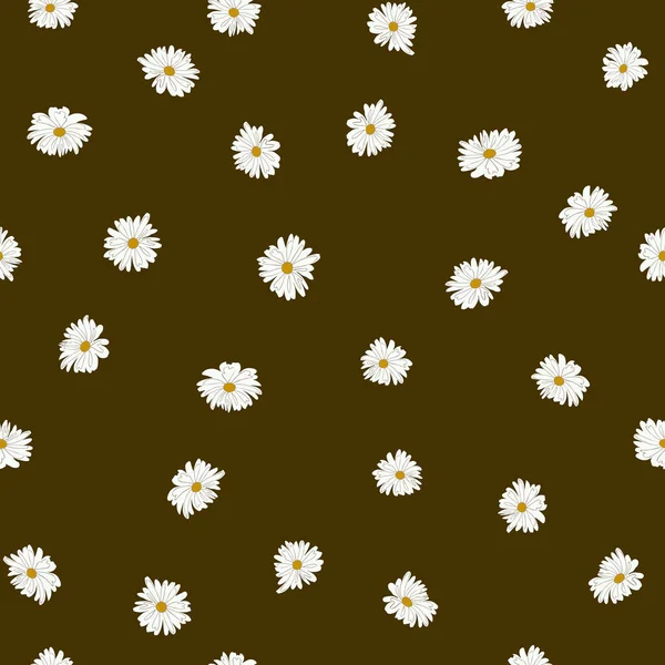 无缝植物图案 小小的可爱的雏菊花束 时尚花纹背景 普通定单国家风格 — 图库矢量图片