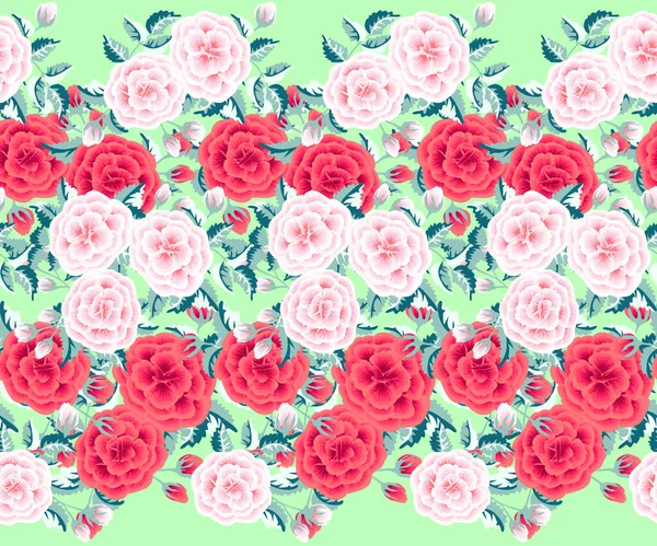 Векторний Безшовний Намальований Візерунок Собачих Троянд Свіжих Гілок Квітковий Старовинний — стоковий вектор