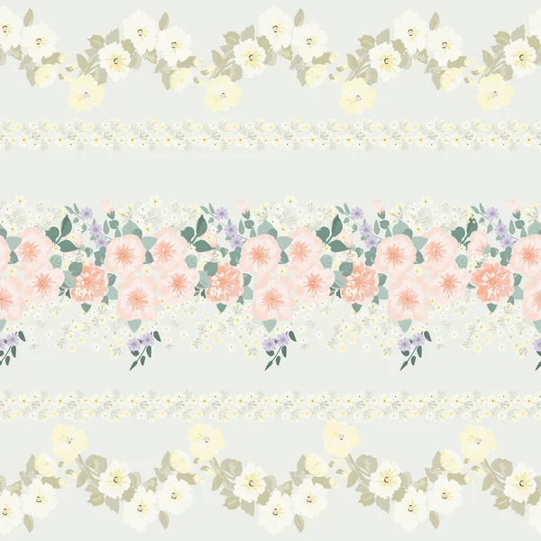 Leuke Plantenrand Bloemstuk Van Kledingprint Bloemen Ontwerp Voor Wallpapers Print — Stockvector