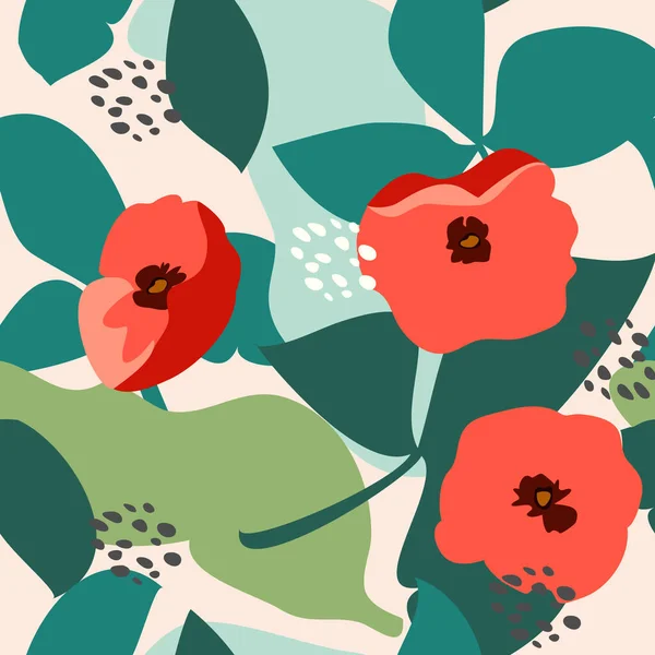 Små Naiva Blommor Sömlösa Mönster Kaotisk Ordning Sommaren Trendiga Blommig — Stock vektor