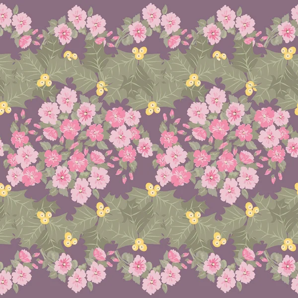 Şirin Bitki Kenarı Çiçek Desenli Elbise Izi Duvar Kağıtları Baskı — Stok Vektör
