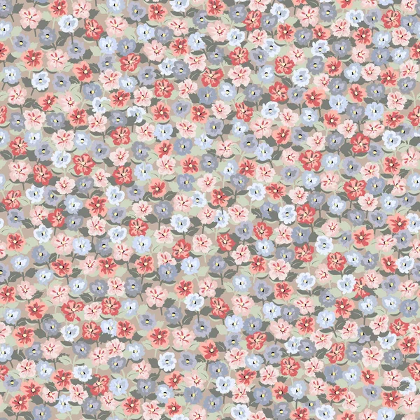 Naadloos Patroon Kleine Mooie Bloemen Leuke Boeketten Liberty Stijl Millefleurs — Stockvector