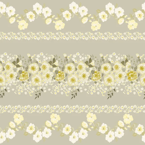 Leuke Plantenrand Bloemstuk Van Kledingprint Bloemen Ontwerp Voor Wallpapers Print — Stockvector