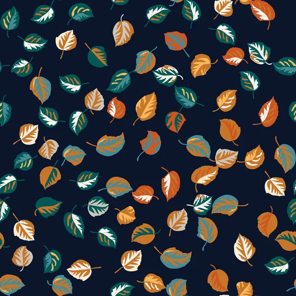 Eco Print Autumn Leaves Seamless Floral Pattern Nature Simple Background — Stock Vector