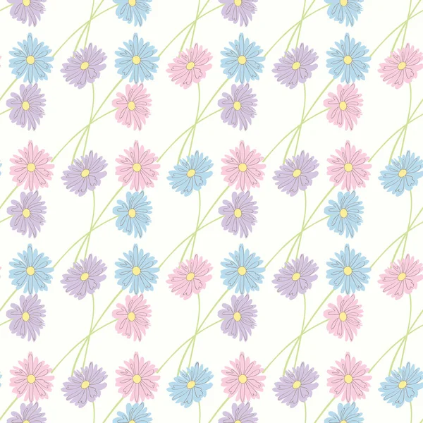 Бесшовный Рисунок Растения Маленькие Милые Букеты Ромашковых Цветов Модный Цветочный — стоковый вектор