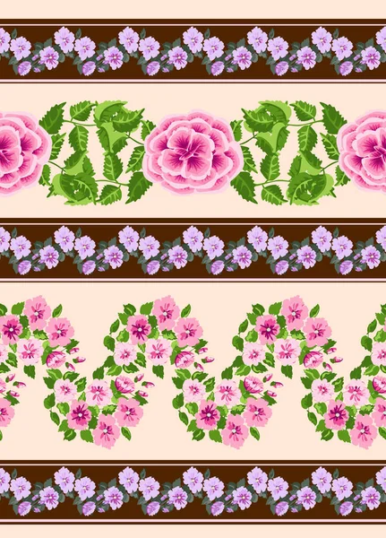 Belle Bordure Végétale Pièce Florale Vêtement Imprimé Conception Fleurs Pour — Image vectorielle