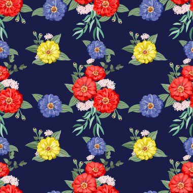 Küçük bahçe çiçekleri içinde kusursuz parlak desenler. Millefleur. Tekstil, duvar kağıdı, kapaklar, yüzey, baskı, hediye paketi, hatıra defteri, dekupaj