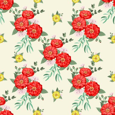 Küçük bahçe çiçekleri içinde kusursuz parlak desenler. Millefleur. Tekstil, duvar kağıdı, kapaklar, yüzey, baskı, hediye paketi, hatıra defteri, dekupaj