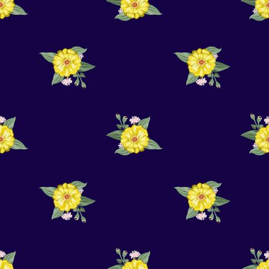 Küçük bahçe çiçekleri içinde kusursuz parlak desenler. Millefleur. Tekstil, duvar kağıdı, kapaklar, yüzey, baskı, hediye paketi, hatıra defteri, dekupaj