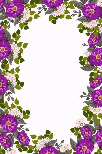 Bordure Sans Couture Motif Aquarelle Floral Fleur Zinnia Jardin Branche — Image vectorielle