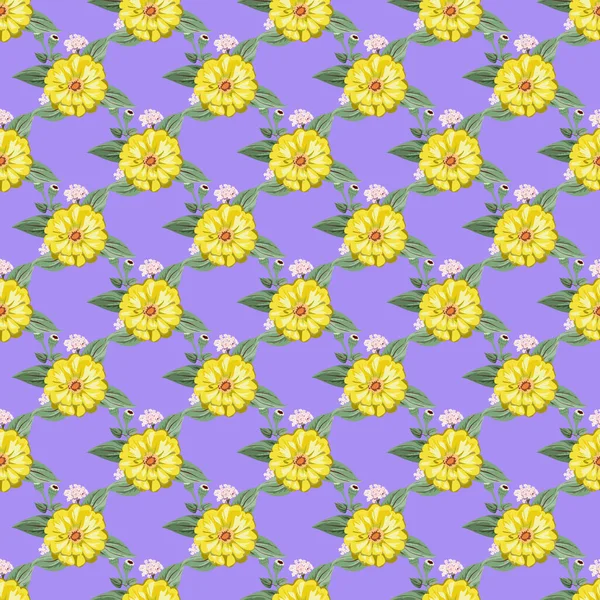 Magnifique Motif Lumineux Sans Couture Dans Petites Fleurs Jardin Zinnia — Image vectorielle