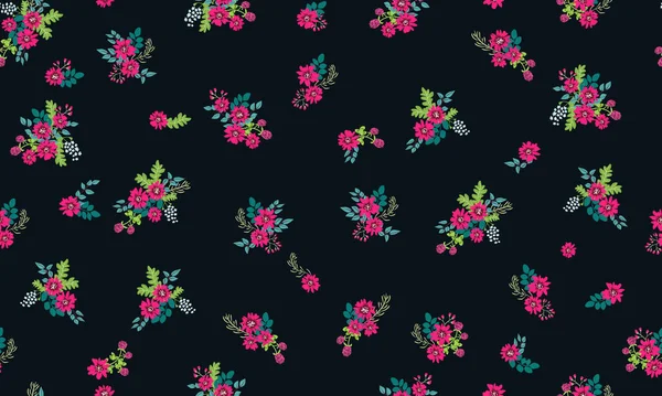 Motif Folklorique Sans Couture Dans Petites Fleurs Sauvages Fond Floral — Image vectorielle