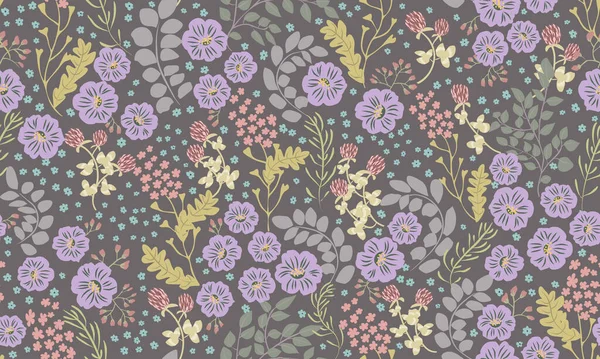 Motif Folklorique Sans Couture Dans Petites Fleurs Sauvages Fond Floral — Image vectorielle